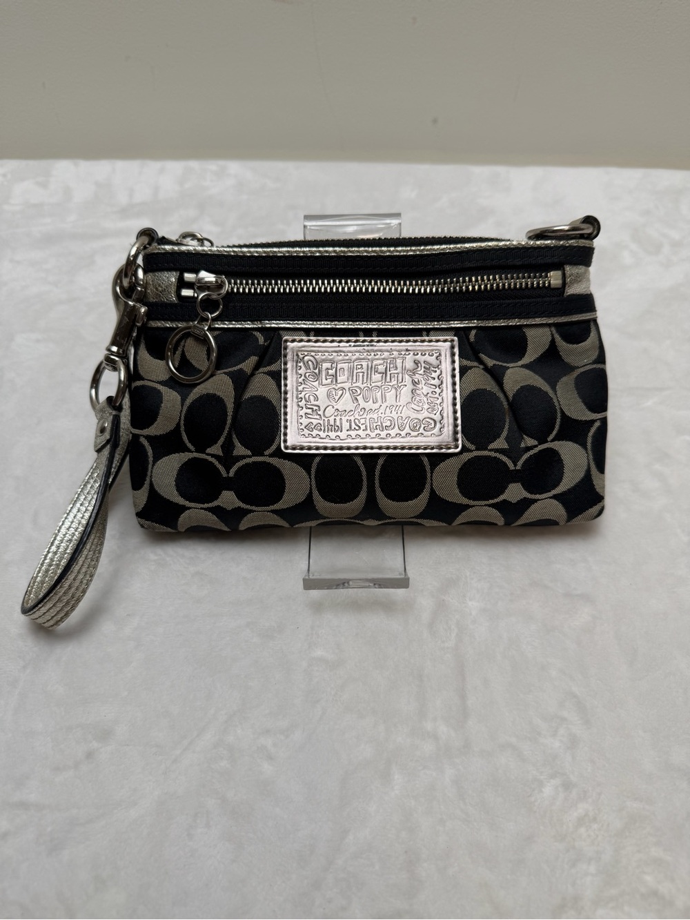 Coach Poppy Signature Double Zip Wristlet/Purse Y2K Vintage Limited Edition